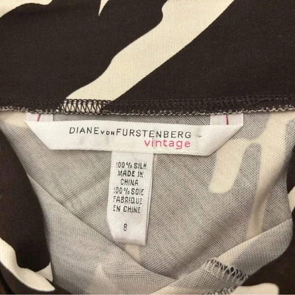 Diane Von Furstenberg Vintage Brown & Ivory Silk Abstract Dress Size 8. - Picture 7 of 10